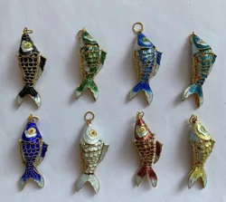 Cloisonne Enamel Vintage 2.56 inch Large Fish Pendants for Men Women Jewelry Making Charms Chinese Animal Accessories