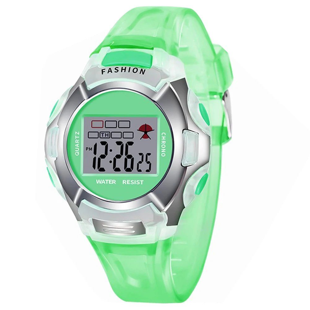 

Kids Night Waterproof Watch Green Student Sports LED Backlight Stopwatch Date Display Sports Watch For Kids Outdoor