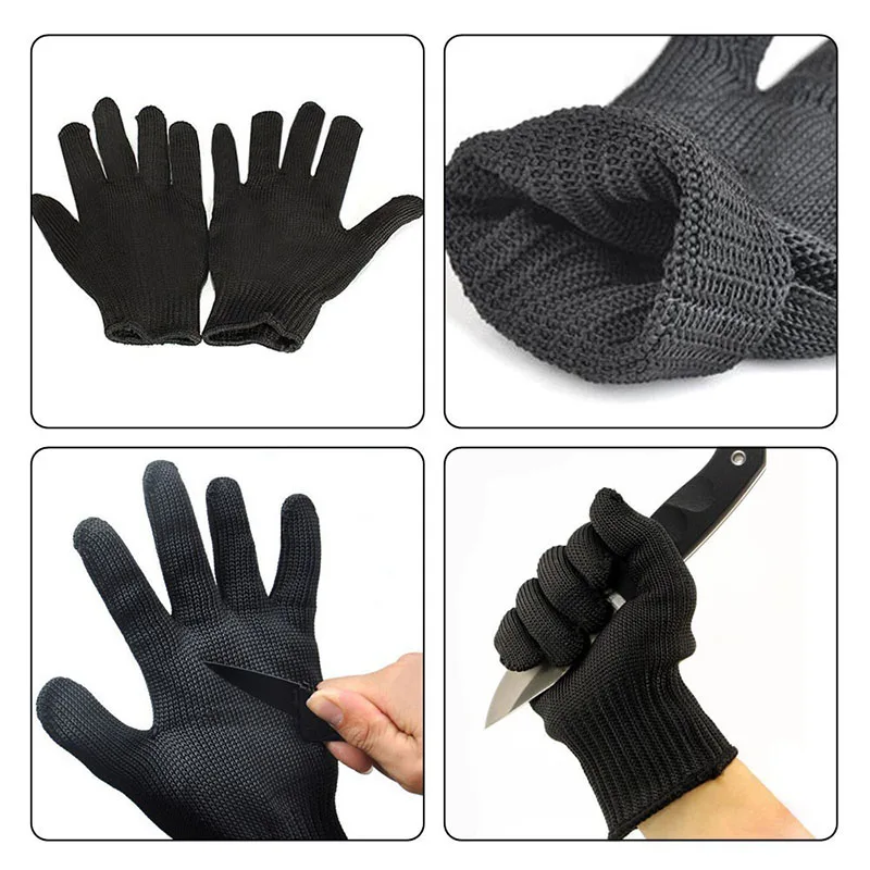 1 Paar schnittfeste Anti-Schnitt-Sicherheitsschutzhandschuhe aus Edelstahldraht – Detail 3