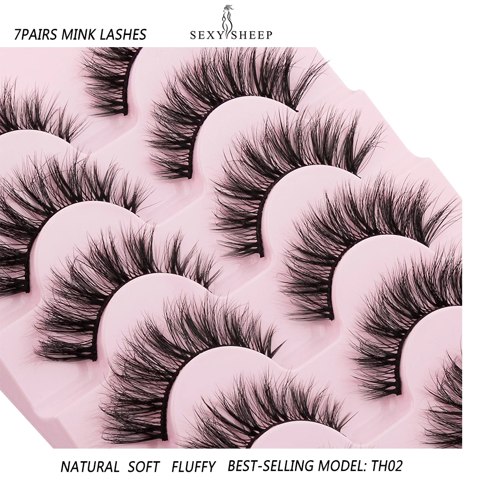 SEXYSHEEP Natural Eyelashes Cross Manga Lashes 3D Mink Lashes False Eyelashes Soft Wispy Volume Fake eyelashes wholesale Makeup