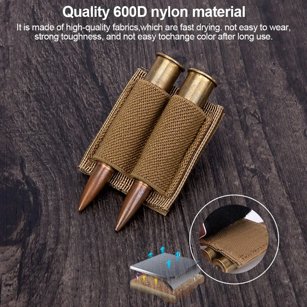 2 Rounds Tactical Cartridge Pouch 600D Nylon Wear-resisting Bandolier for 7.62MM Hunting Shooting Side Cartridge Pocket