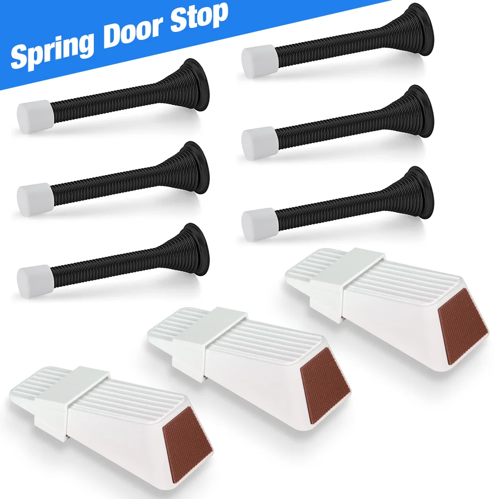 

6 шт. пружинных дверных стопоров + 3 шт. резиновых дверных ограничителей, декоративные настенные ограничители для защиты дверей и стен, бытовые противоударные.