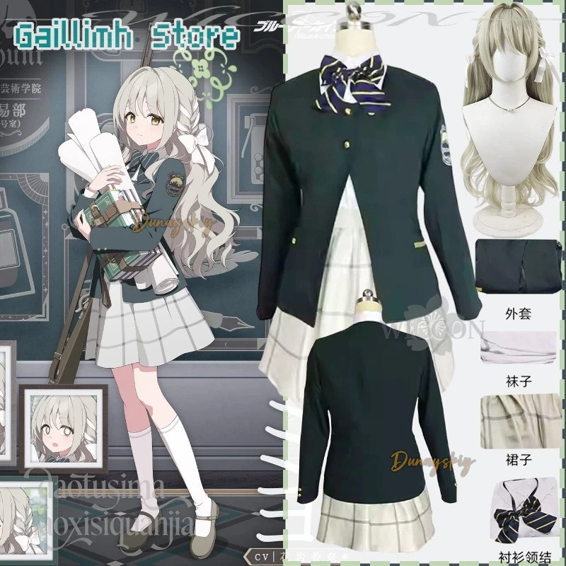costume-de-cosplay-sakurai-miyo-du-jeu-d'anime-blue-archive-uniforme-scolaire-japonais-jk-robe-manteau-vert-perruques-noel-halloween-코스프레