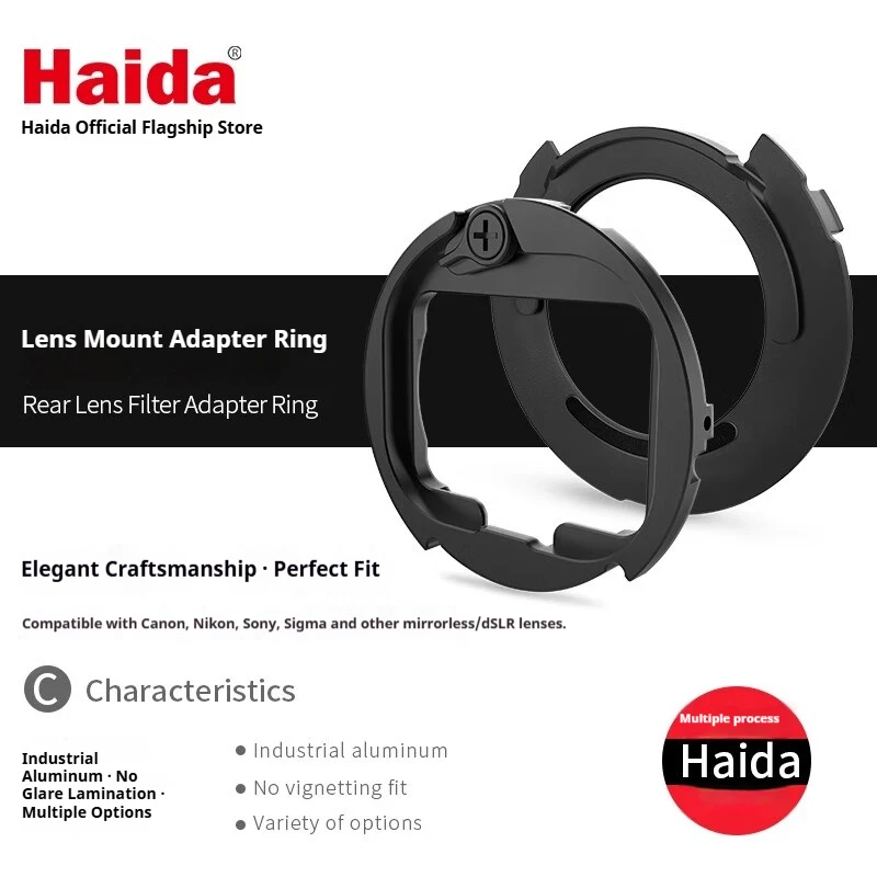 Haida Rear Filter Mount Adapter Ring Compatible with Canon, Sigma, Sony, Nikon, Tamron, Samyang, and Leica Lenses