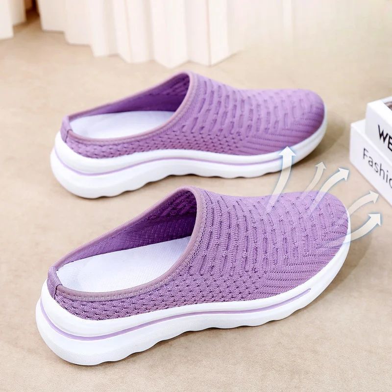 Half Mug Sports Casual Shoes Women Breathable Mesh Shoes Summer New Style Soft Soled Old Beijing Cloth Shoes