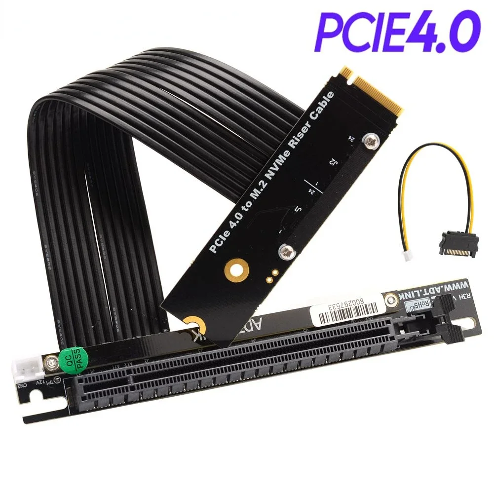 

PCI-E 4.0 X16 PCIe 16X 4.0 Graphics Extender to M2 M.2 NVMe M Key M SSD Video Card Riser Extension 64Gbps Jumper Adapter for GPU