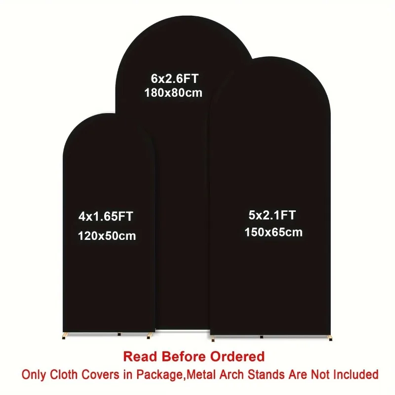 

3Pcs Black Wedding Arch Covers 4FT 5FT 6FT Chiara Arch Stand Backdrop&Wedding Party Baby Shower Decor Easy Setup Durable Fabric