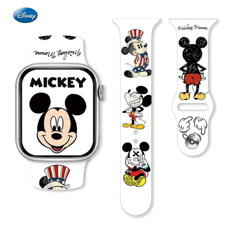 Disney Buntes Mickey-Print-Armband für Apple Watch 11 10 9, Silikonband, austauschbares Armband für iWatch 46/44/42/41 mm