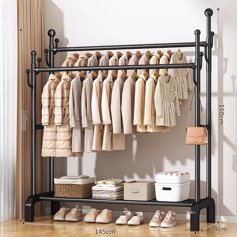 Detachable Hangers Clothes Rack Boutique Black Balcony Clothes Rack Portable Minimalist Place Saving Garment Home Furniture