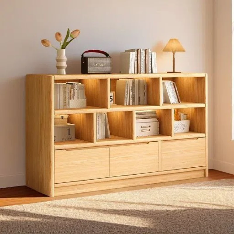 

Solid wood bookshelf, shelf with cabinet door, floor-to-ceiling bookcase