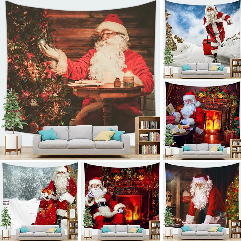 Merry Christmas Tapestry Wall Hanging Santa Claus Christmas Tapestry Wall Hanging Home Decoration Santa Claus Christmas Tapestry