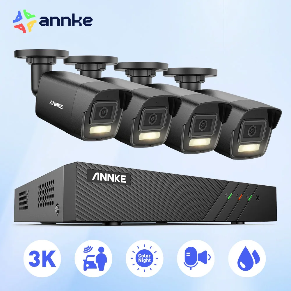 

ANNKE 3K Ultra HD POE Video Surveillance System 8CH 6MP NVR Recorder 5MP Security Cameras CCTV Kit Smart Dual Lights Ip camera