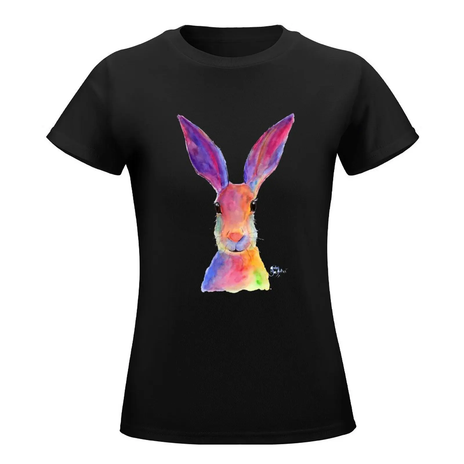 HARE RaBBiT PRiNTS 'JELLY BEAN' BY SHIRLEY MACARTHUR T-Shirt kawaii clothes t-shirts for Women graphic tees