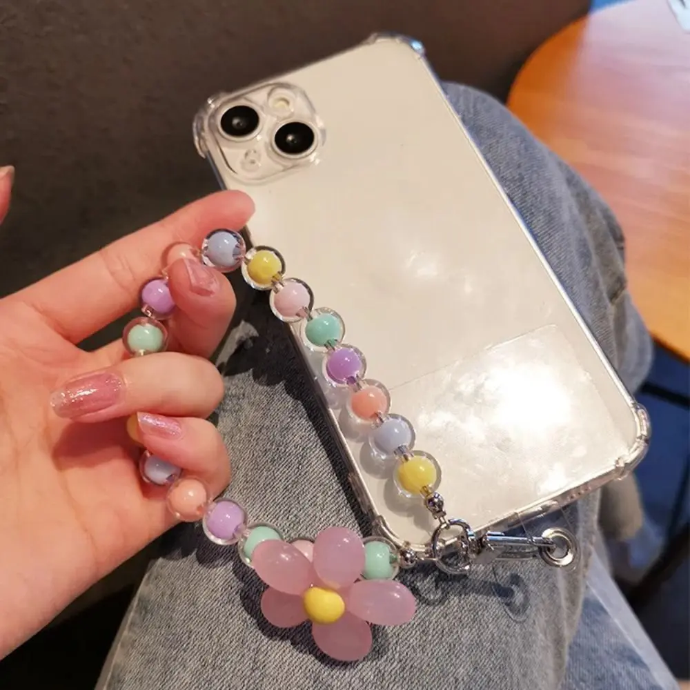 جديد معكرون اللون الهاتف الخليوي سحر الحبل زهرة مطرز شريط للرسغ قضية الهاتف المحمول قلادة مكافحة خسر باليد سيارة المفاتيح #4