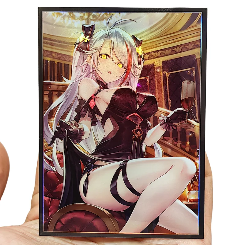 60Pcs/Set ACG Cards Sleeves Azur Lane KMS Prinz Eugen Anime Game Characters Color Flash Holographic Protector Film Album Binder