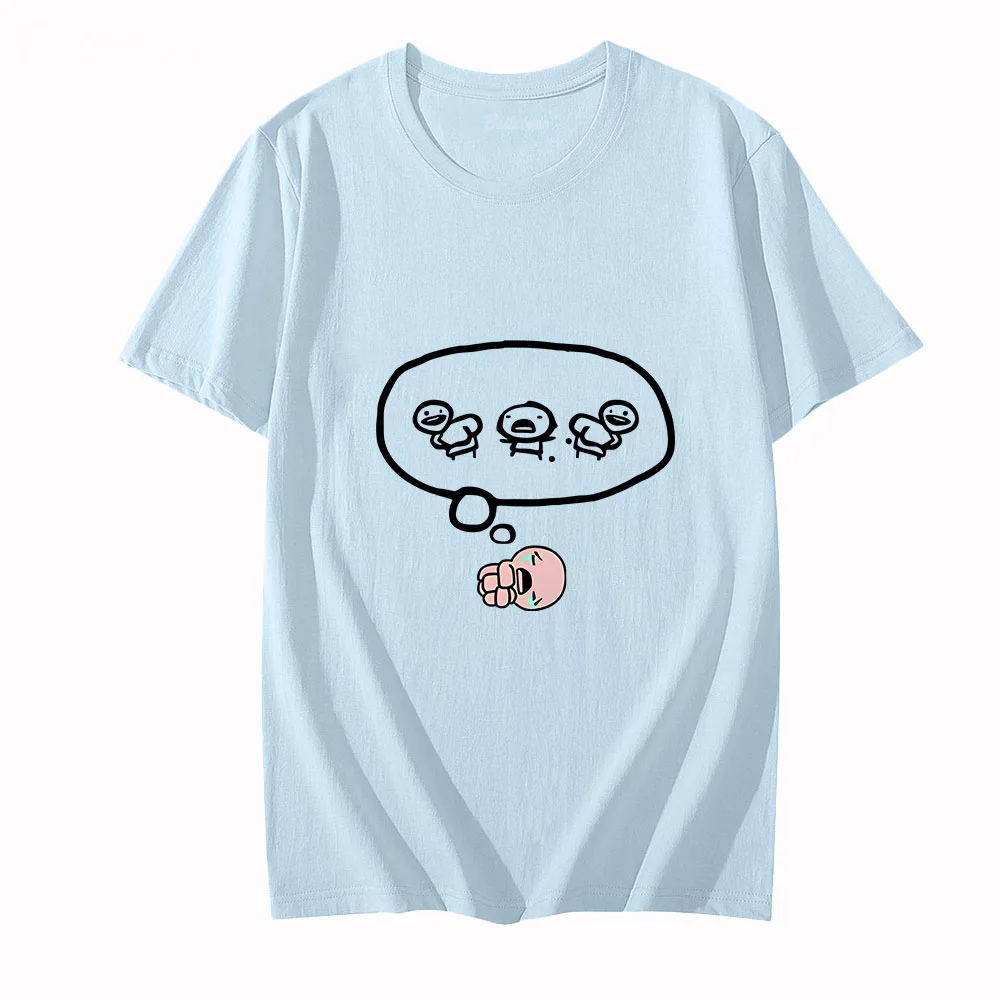 The Binding of Isaac Cartoon Shirts 100% Cotton Clothing Men Oversized Tshirt Kawaii Graphic T Shirt Summer Short Sleeve Tees