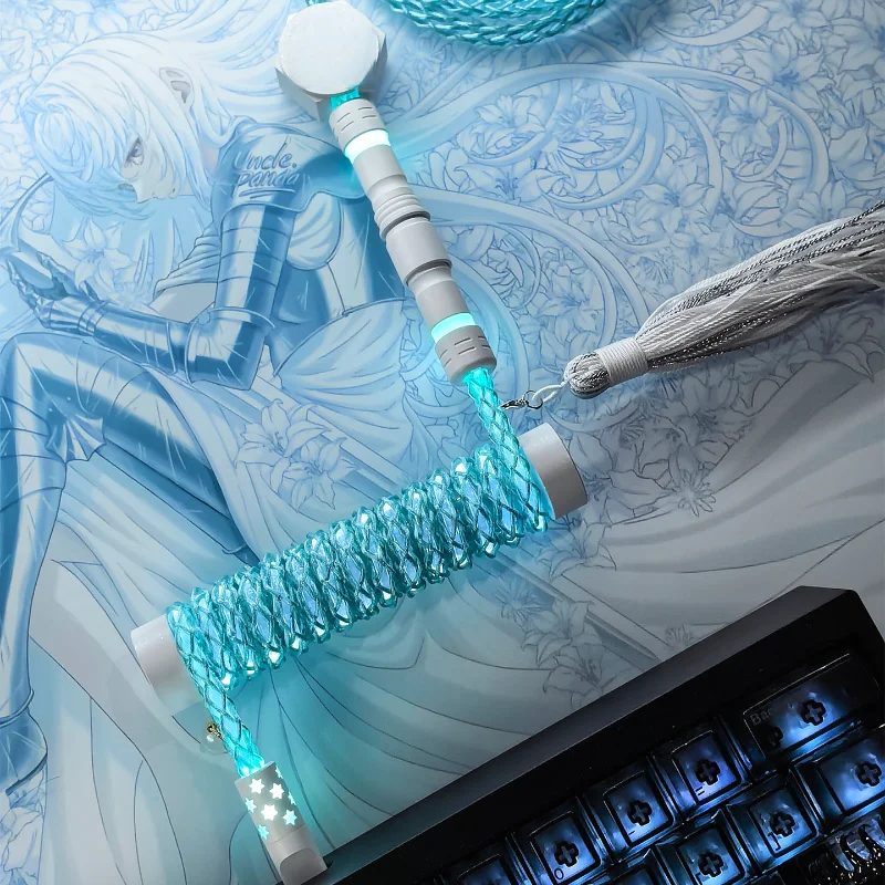 Unknownerror D45 Single Crystal Copper Aviation Plug Wire 8k Entire Body Green White Light  Magnetic Axis Keyboard Cable