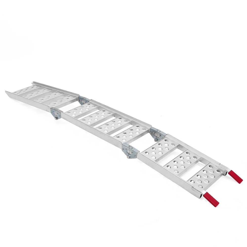 Aluminum Folding Motorcycle Loading Ramp Heavy Duty Anti-Slip Tri-Fold Ramp for ATV Dirt Bike Truck Trailer Rampas para Moto
