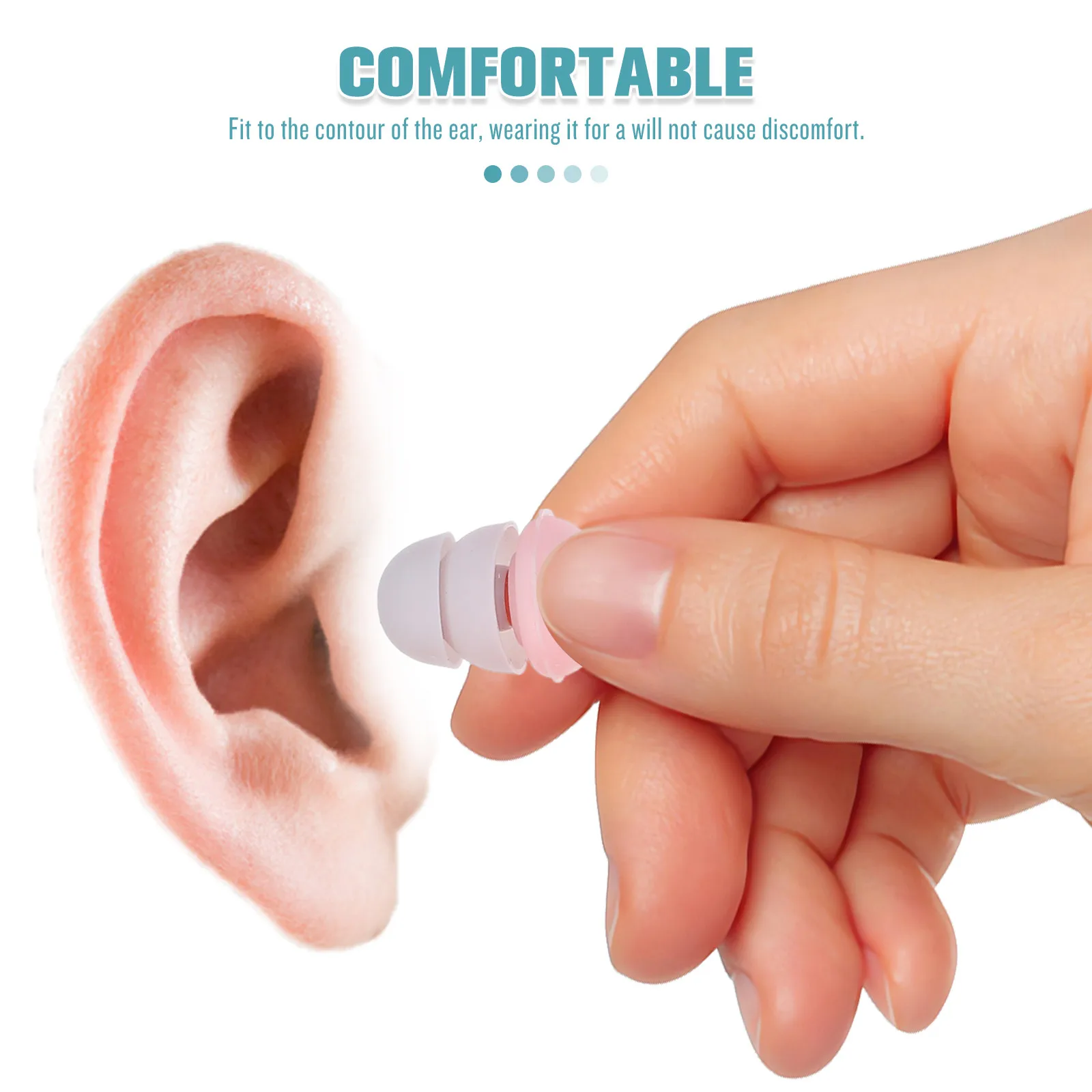 1Pairs سدادات إلغاء الضوضاء الوردي لينة رغوة مريحة تناسب دراسة العمل النوم قابلة لإعادة الاستخدام سيليكون الأذن المقابس الصوت #3