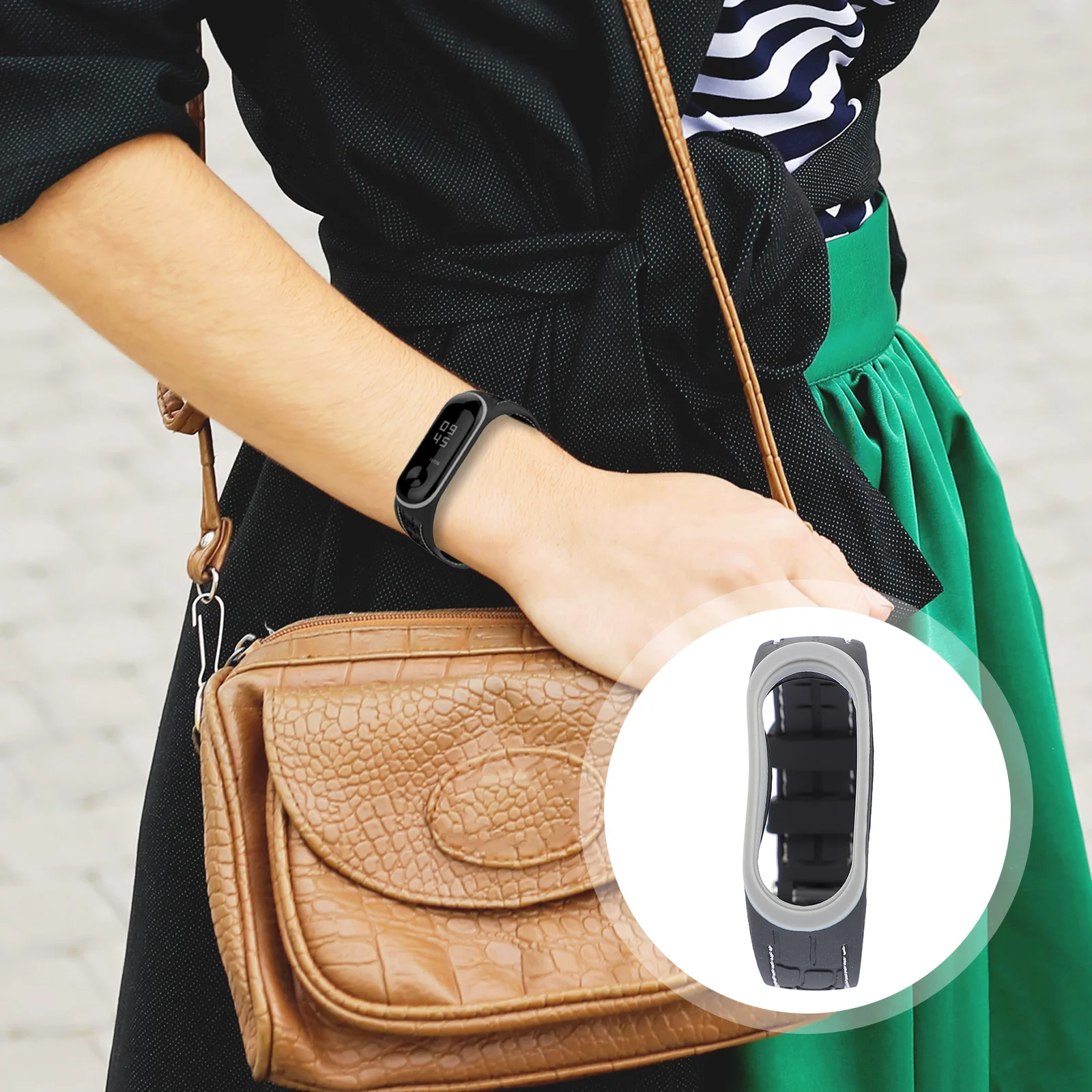 

Silicone Wrist Band Breathable Double Row Metal Buckle Porous Design Adjustable Strap For Smart Bracelet Replacement Wristband