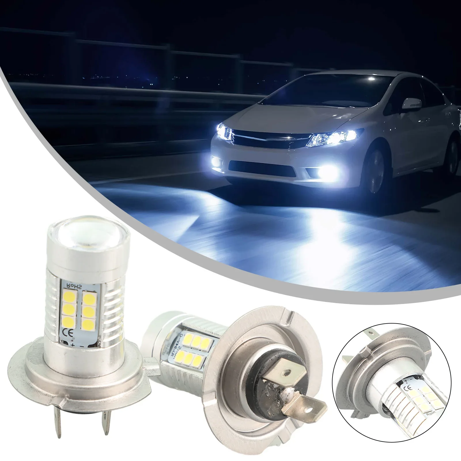 

Headlight Bulb Kit H7 LED Bulbs Kit Car Auto Waterproof White 8.5*4.0 Cm Super Bright 6000K None Heat-resistant