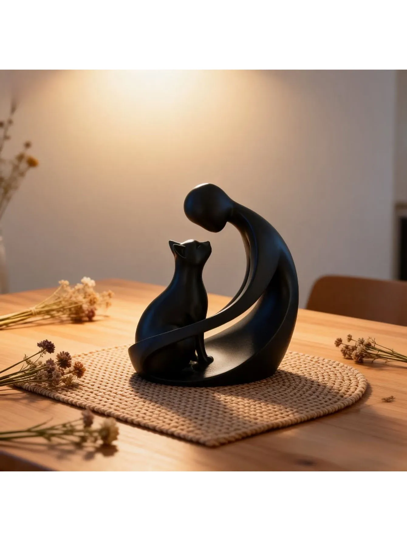 New Popular PLA Material Human and Cat Statue Decoration Modern Desktop Decoration Statue Decoration Decoration Decoration
