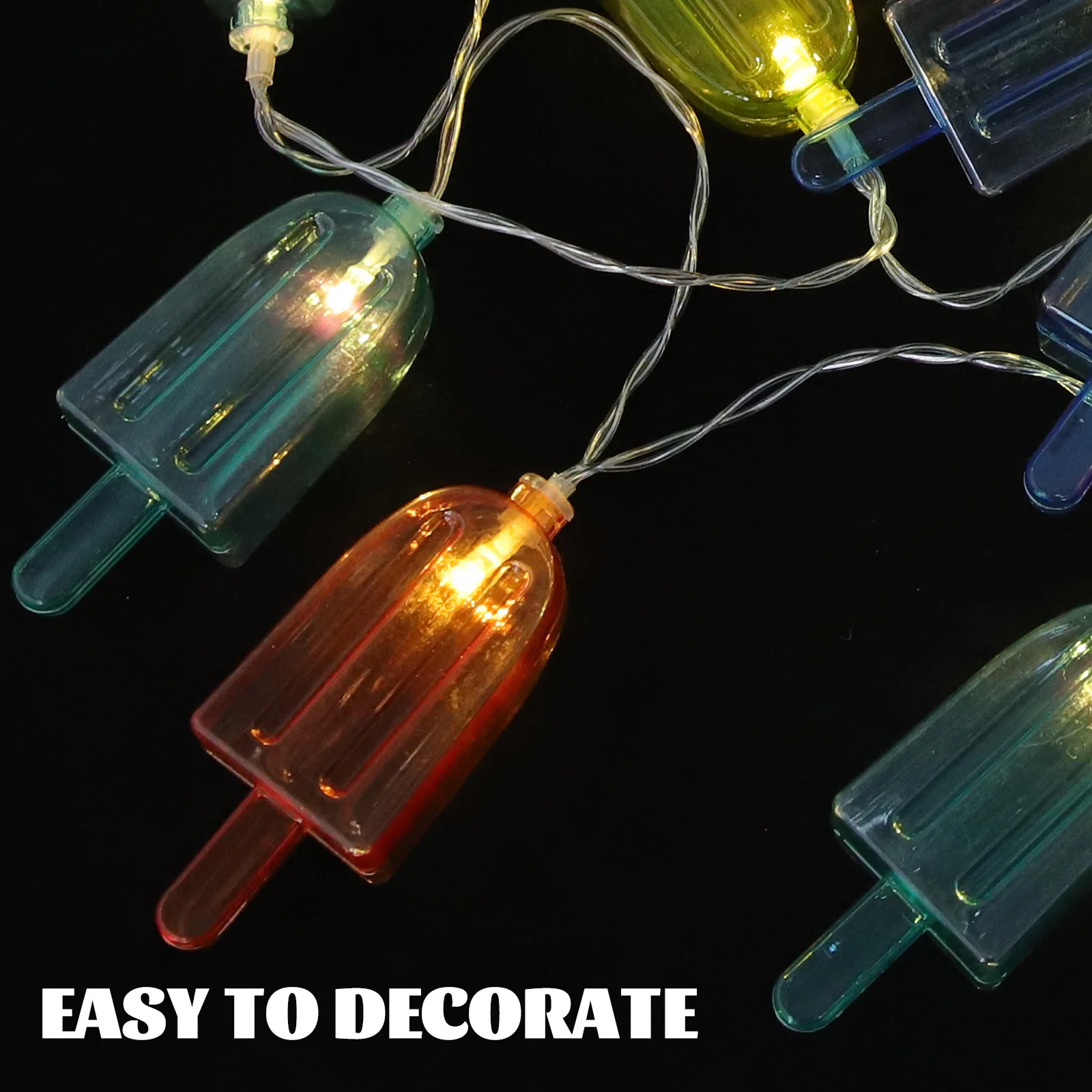 احتفالي الآيس كريم ضوء ديكور البلاستيك قلادة لحديقة ديكور المنزل حفلة تخطيط الدعامة سلسلة ضوء الآيس كريم المعلقات #3