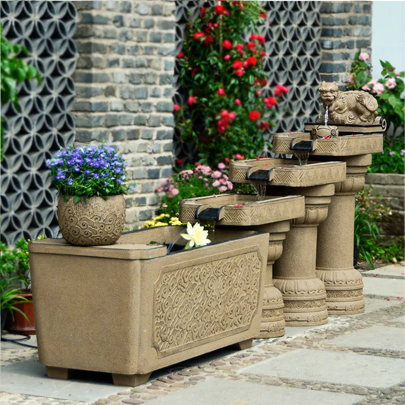 New Chinese-style flowing water ornament circulating water outdoor balcony landing