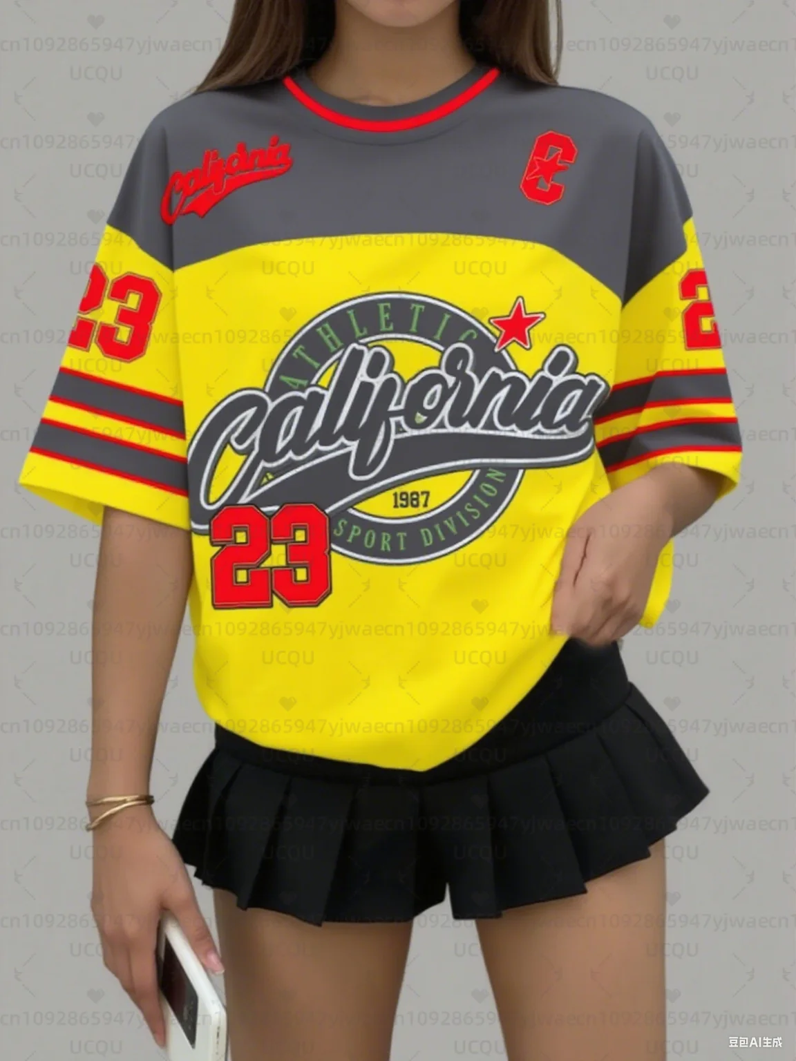 Women's Sports Jersey California 23 Print Short Sleeve T-Shirt Summer Graphic Tee Baseball Jerseys Plus Size Women Sport T-Shirt