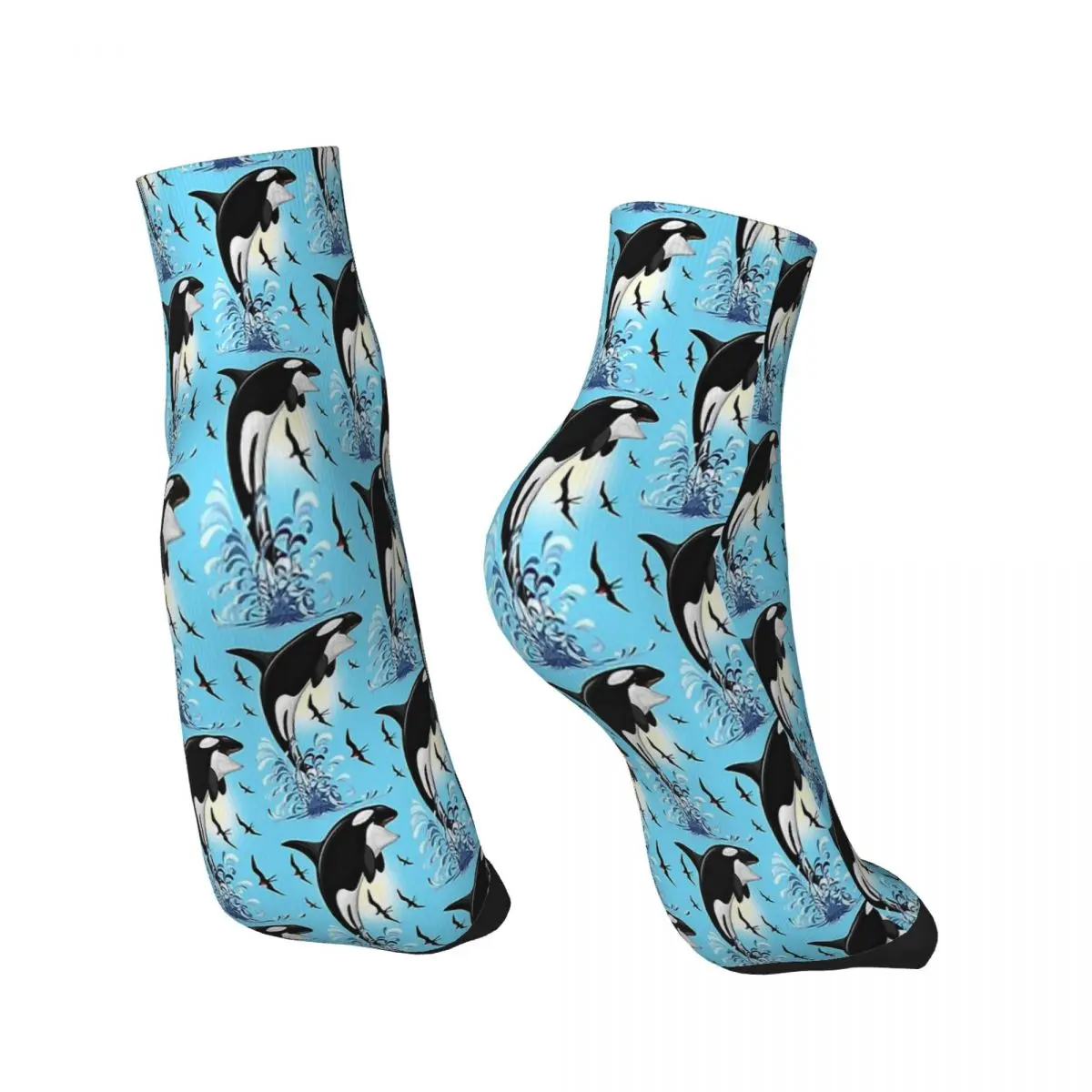 Jumping Out Orcinus Orca Whale Dolphin Ankle Socks Male Mens Women Autumn Stockings Harajuku