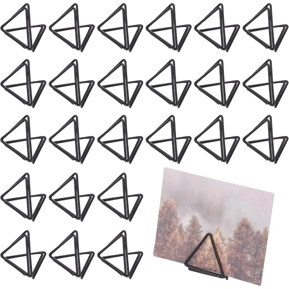 36pcs Mini Place Card Holders Black Metal Table Card Holders Triangle Wedding Table Number Holders Black Mini Photo Holder