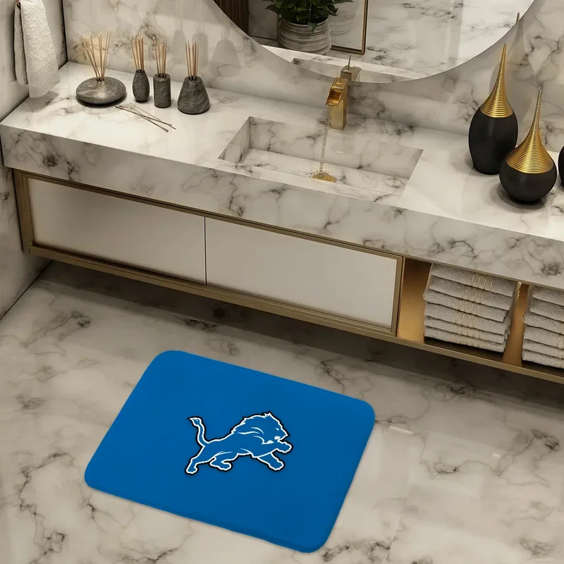 Bath Mat Rug Bathroom Foot Mat Non-slip Mat Small Floor Mats Door Mat Detroit L-lions Rugs Entrance Carpet for Kitchen Carpet #