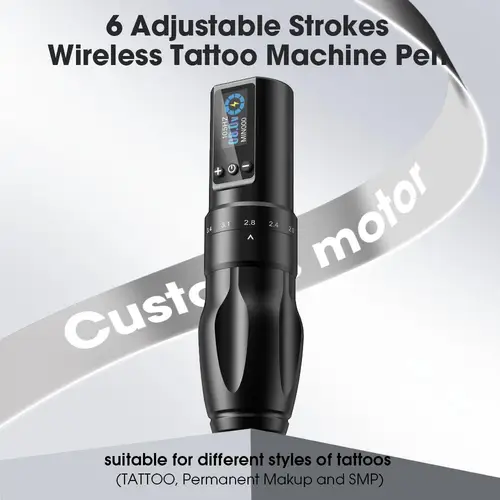 EZ-máquina de tatuaje con cartucho inalámbrico, pluma con batería, 6 golpes ajustables, 2,0mm-4,0mm, pistola de tatuaje para cartucho de agujas de tatuaje