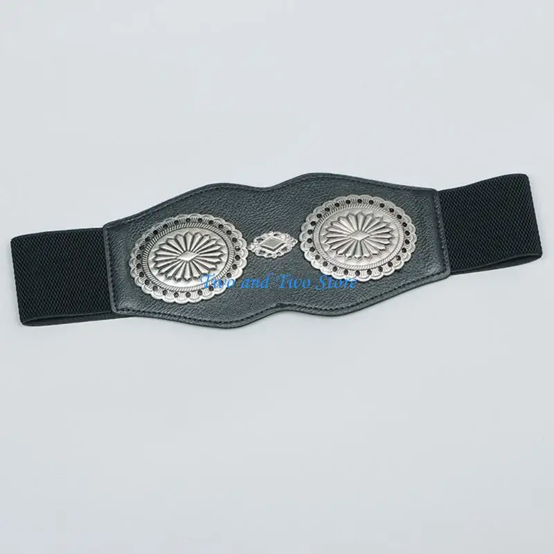 

HX6F Hot Girl WaistChain Floral Wide Chain Sexy Oversize Wide Belt for Party/Club