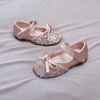 Chic Girl Shoes Rhinestone Chic Children's Leather Shoes Spring Autumn Bowknot Kids Fashion Princess Causal Party Flat Shoes 6