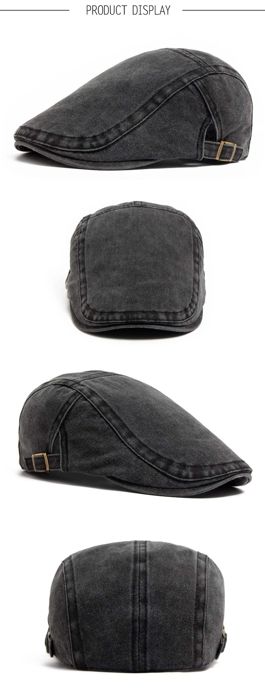 Neue Vintage Baumwolle Baskenmütze Männer Frauen Mode Flache Schirmmütze Casual Herbst Berets Retro Hut Newsboy Sommer Unisex Einstellbar – Detail 4