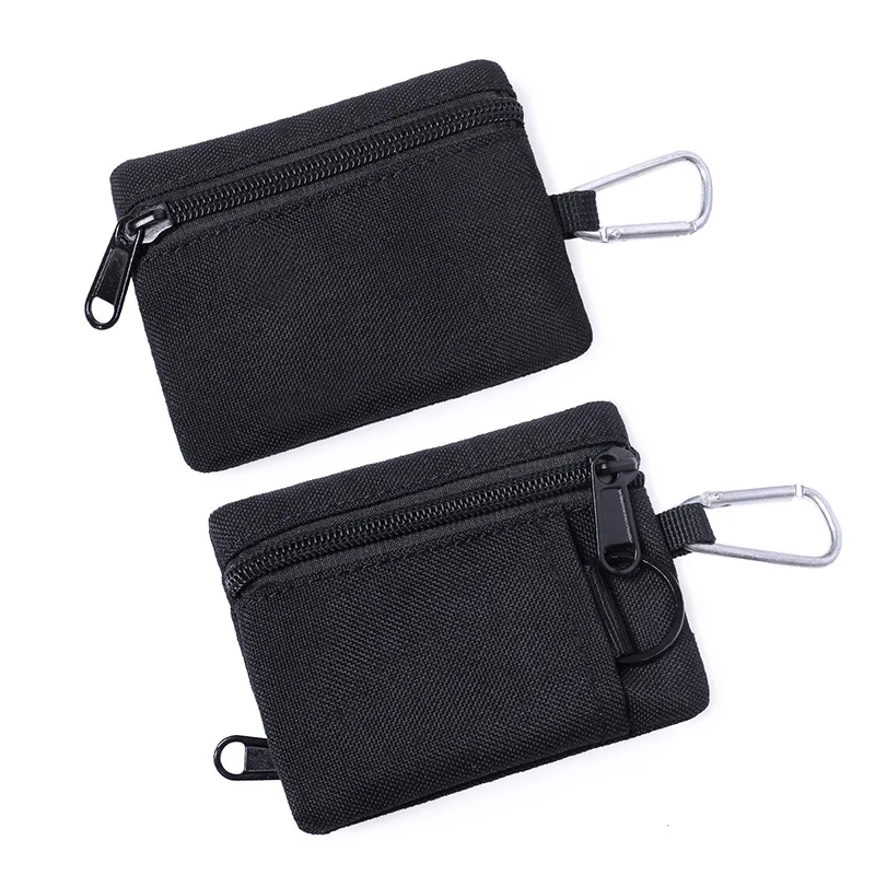 DHL120pcs Men Canvas Plain Square Short Coin Purses With Keychain