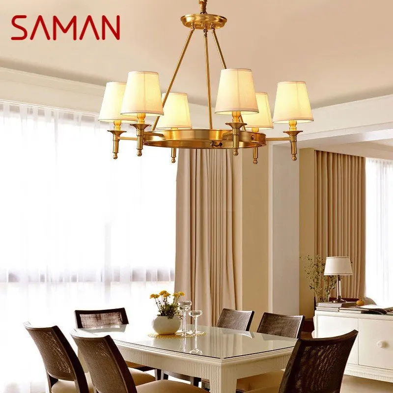 

SAMAN Brass Chandeliers Lamp Contemporary Luxury LED Pendant Light for Home Living Room Bedroom Fixtures