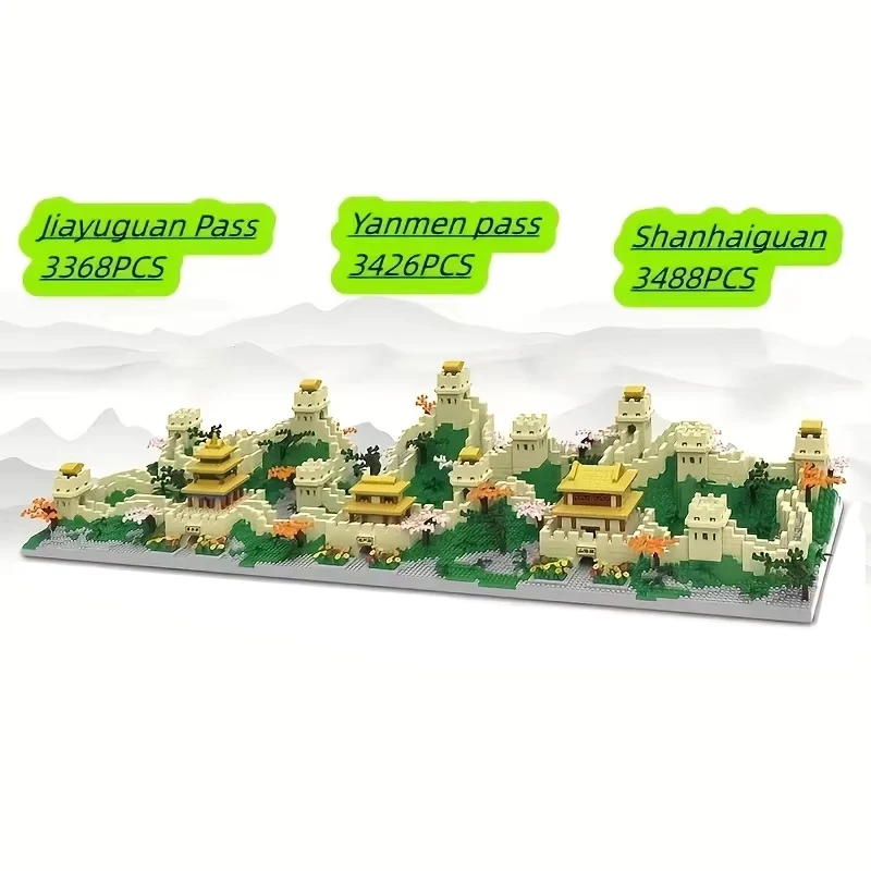 Great Wall Building Blocks Chinese Style Famous Tourist Attractions Model Bricks Desktop Ornaments Puzzle DIY Toy Holiday Gifts