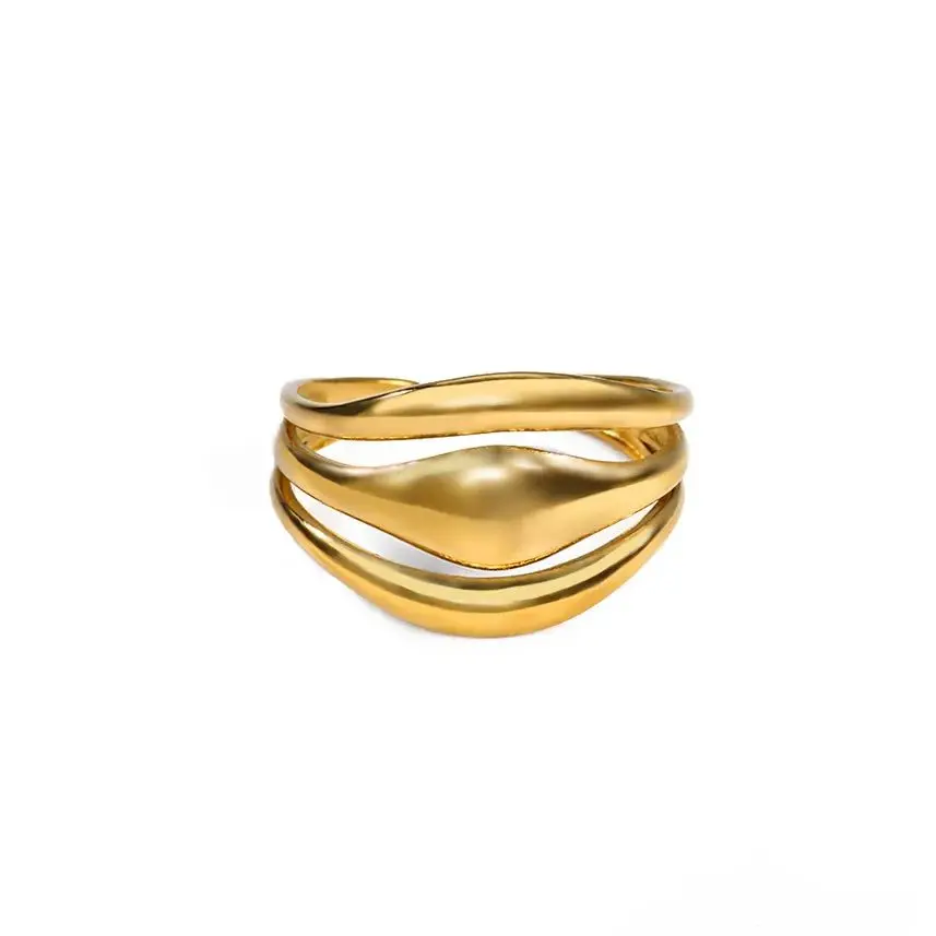 Fashion Geometric Toe Rings for Women Gold Color Stainless Steel Wavy Adjustable Ring Aesthetic Party Trendy Jewelry Gift view 6