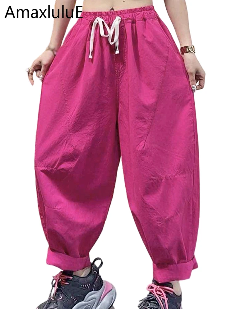 

Amax LuluE Korean Design Loose Trousers Ladies Vintage Classic Soild Harem Pants Womens Summer Elegant Fashion Leisure Clothes