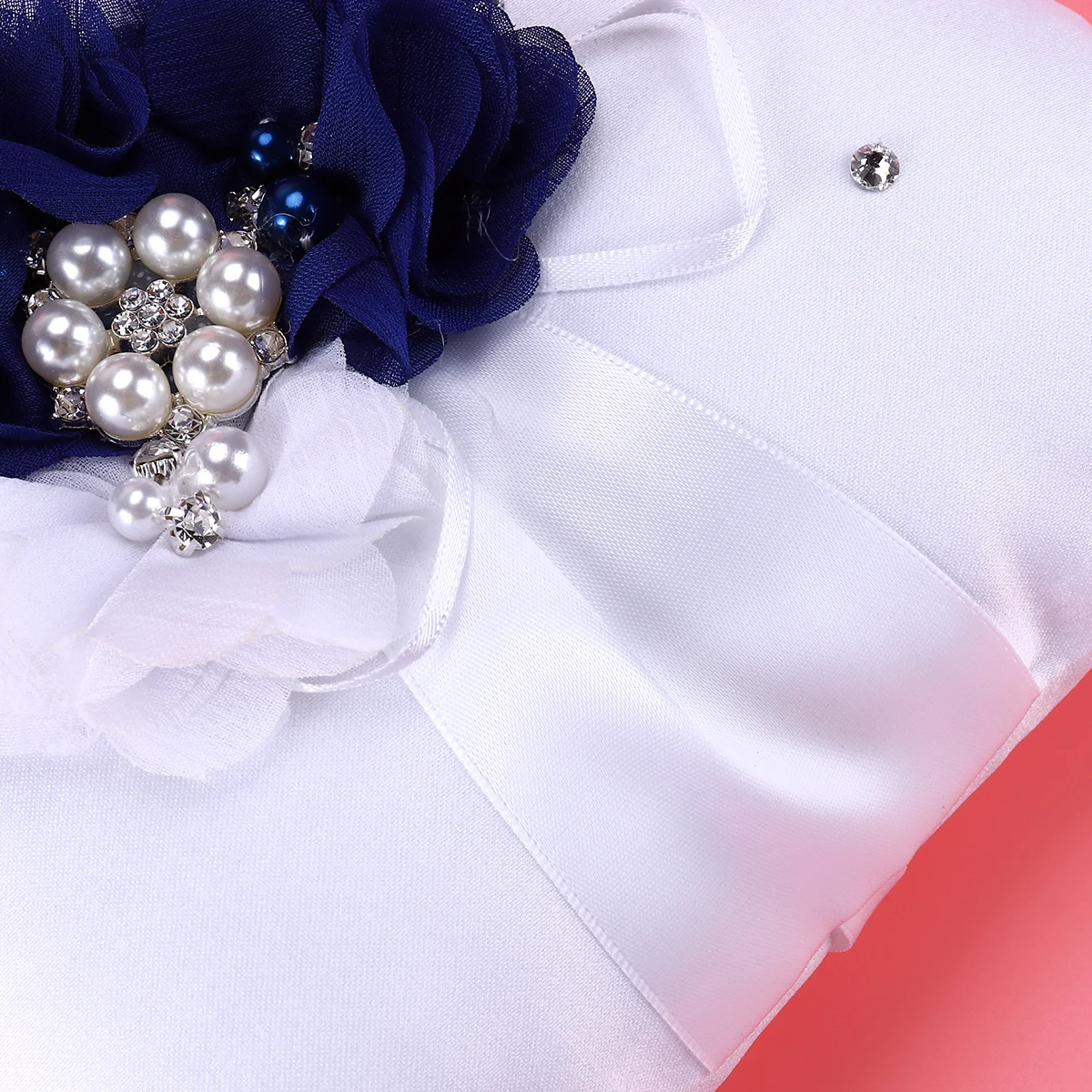 20X20Cm زهرة حلقة وسادة اللؤلؤ مزين خاتم الزواج حامل وسادة لحفل الزفاف اكسسوارات للتزيين