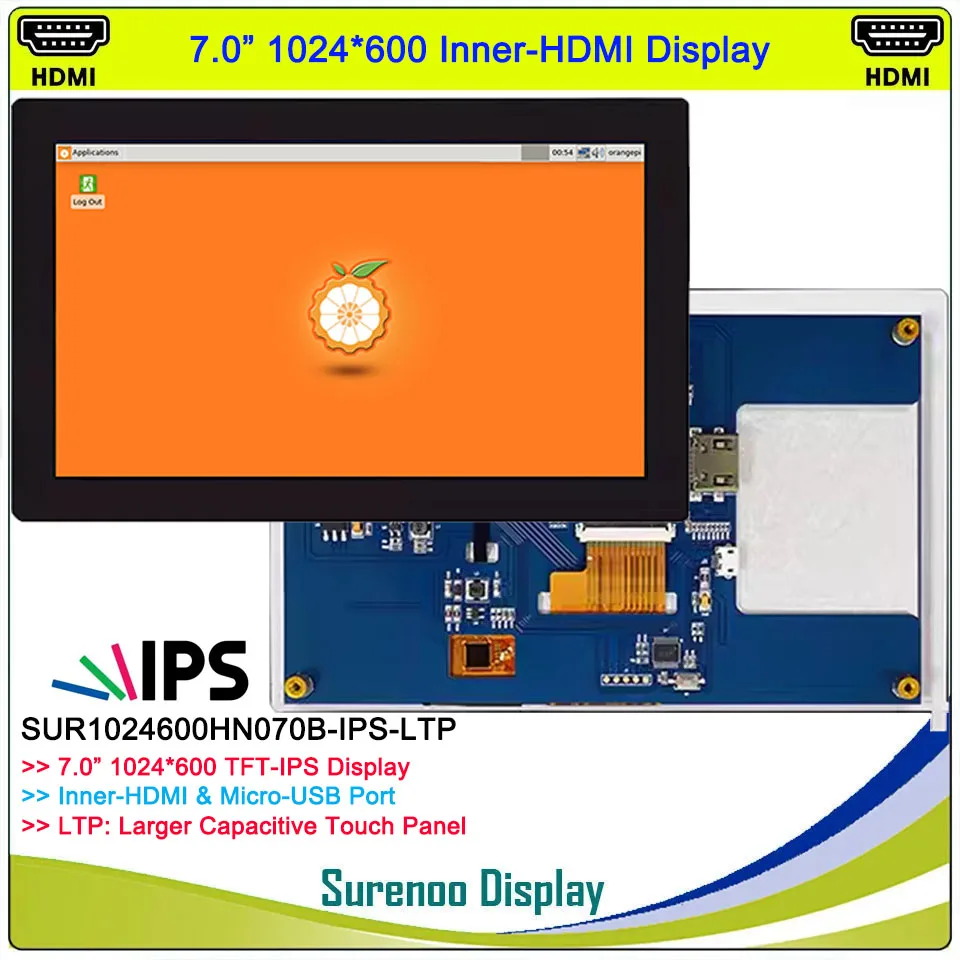 Layar Display Monitor Modul LCD TN 7.0 "7 Inci 1024*600 dengan Panel Sentuh Kapasitif USB untuk RaspBerry Pi