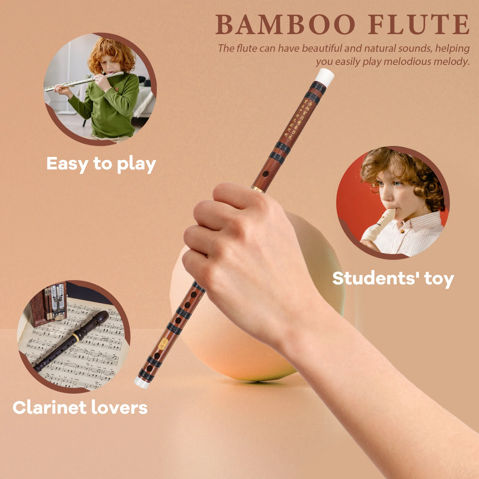 

1 set 1 Set Chinese Flute Bamboo Instrument Portable Lightweight Retro Bitter Bamboo Flute For Beginners Adults Students