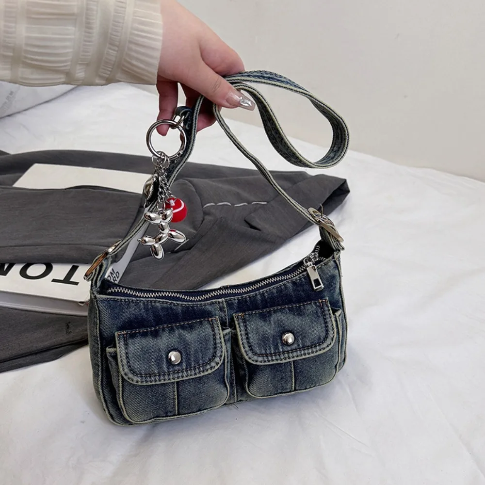 

Fashion Handbag Retro Denim Bag Y2K Crossbody Bag Spicy Girl Shoulder Bag Underarm Bag Armpit Bag Cloth bag Girls