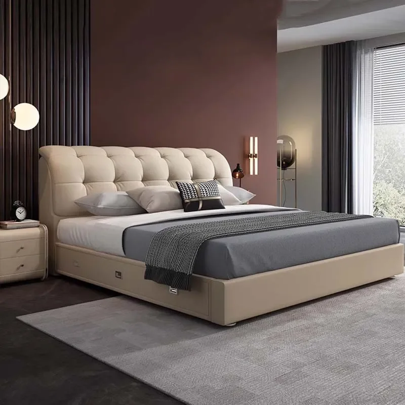 

Minimalist Marriage Bed Modern Queen Size Luxury Bedroom Bed Storage Space Wood Marco De Cama Queen Moderno Home Furniture