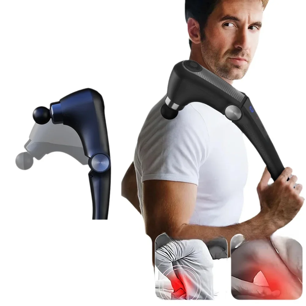 Heat & Cold Head Foldable Massage Gun with Deep Tissue Muscle Relaxation Adjustable Angles Portable Percussion Back Massager