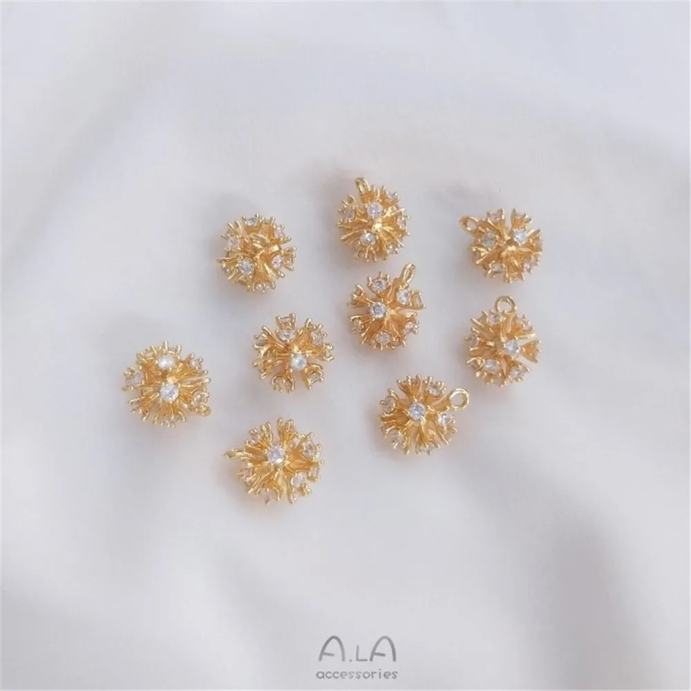 

Inlaid Zirconium Pine Cone Pendant 14K Gold Color Zircon Hair Ball Pendant Diy Bracelet Earrings Handmade Jewelry Pendant