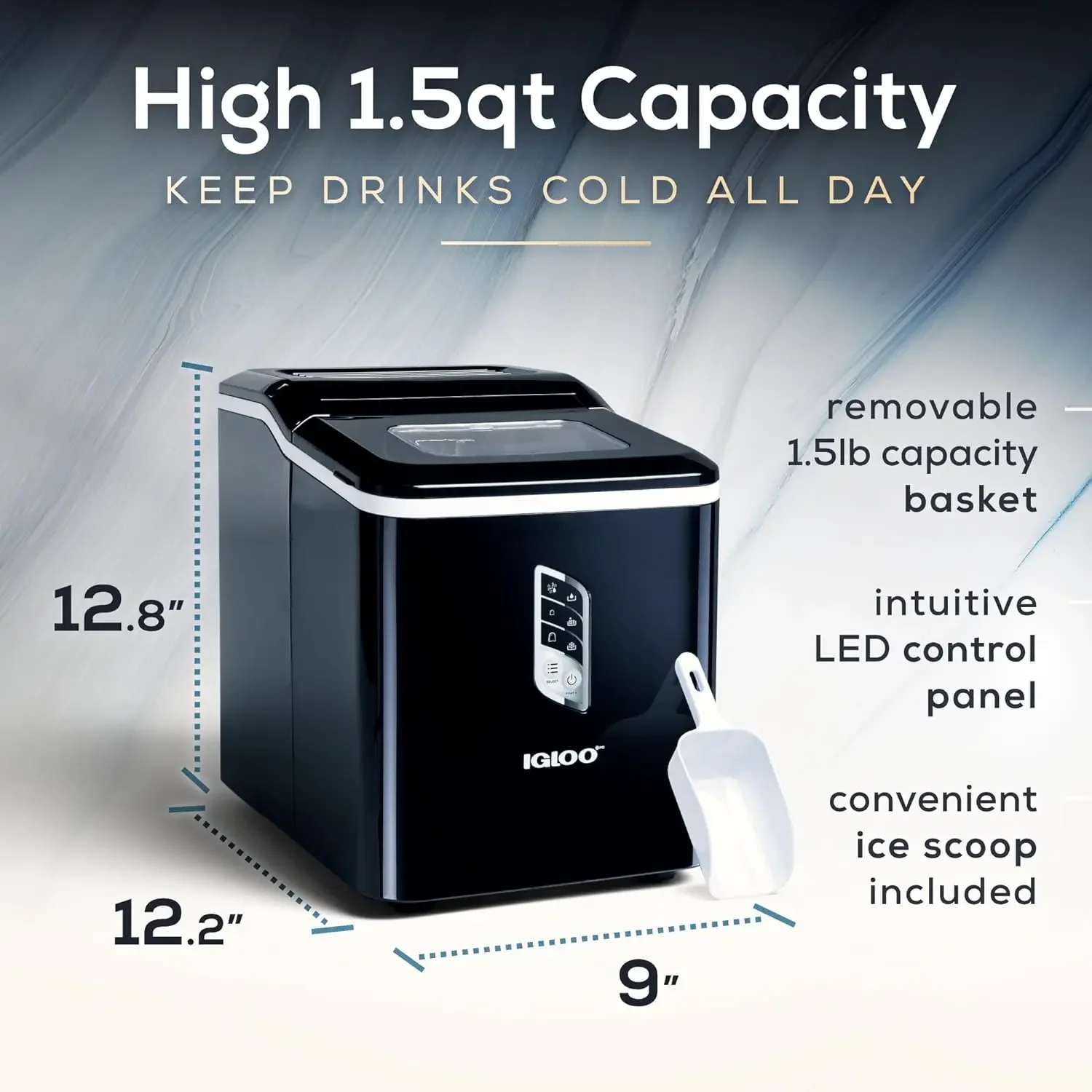 NEW Automatic Ice Maker, Self- Cleaning, Countertop Size, 26 Pounds in 24 Hours,9 Large or Small Cubes in 7 Minutes USA