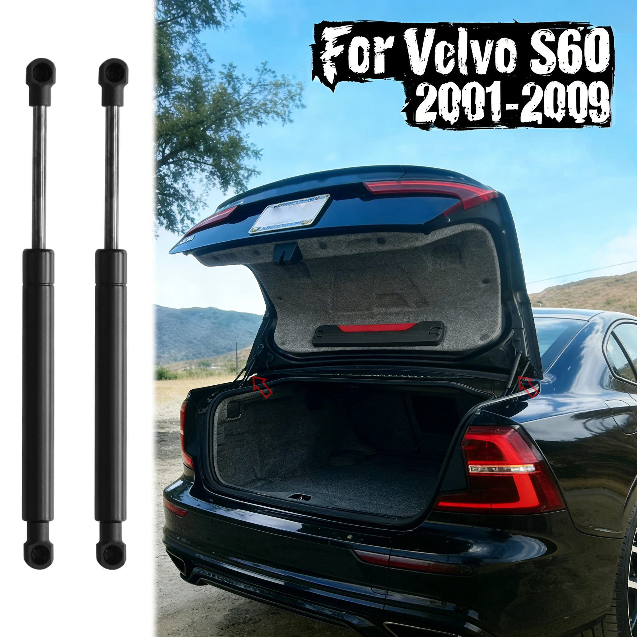 2pcs For Volvo S60 2001-2009 Rear Car Trunk Tail Gate Gas Spring Struts Tailgate Boot Hydraulic Lift Supports Auto Accessories